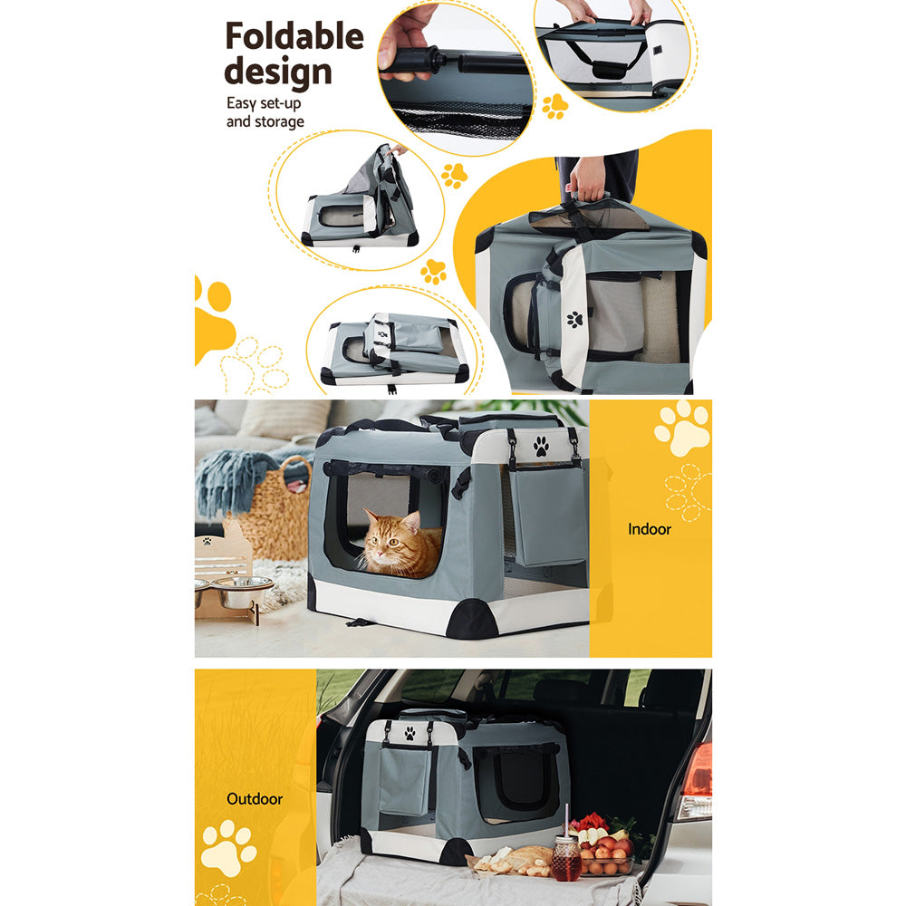 i.Pet Pet Carrier Soft Crate Dog Cat Travel 70x52CM Portable Foldable Car Large (FREE AU SHIPPING)