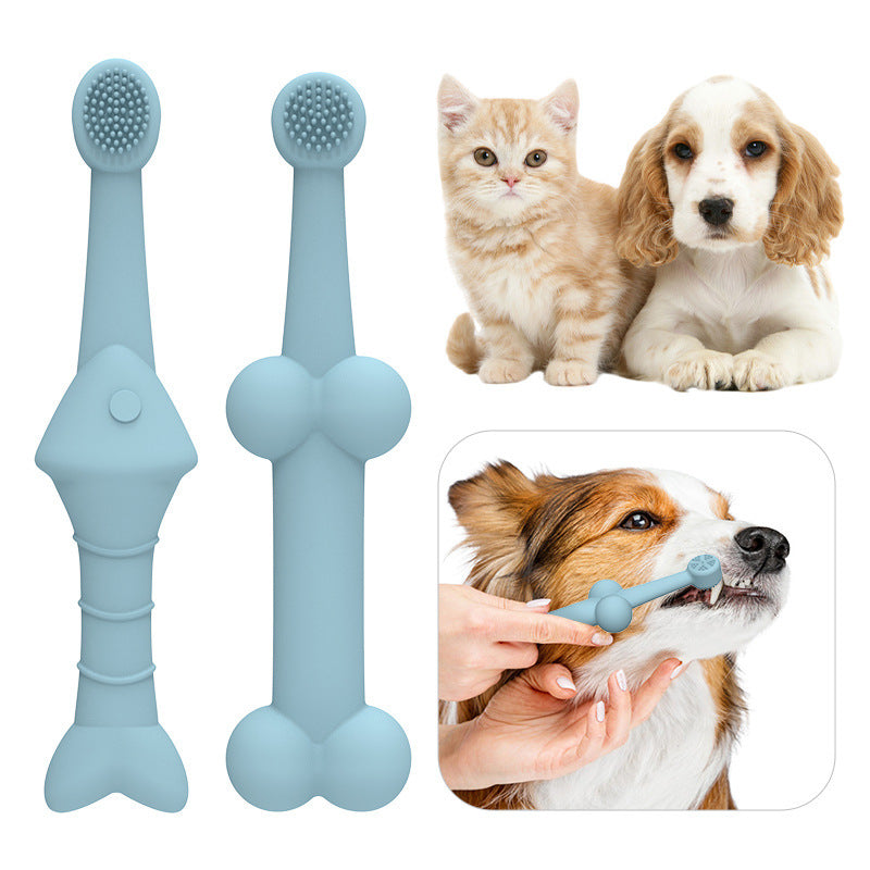 6 x Silicone Pet Toothbrush (3 Fish shape and 3 Bone shape) Healthy Teeth & Gums for Dogs & Cats