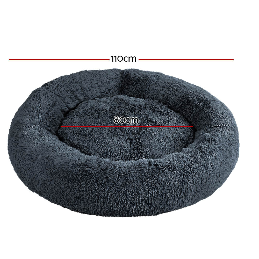 i.Pet Pet Bed Dog Cat 110cm Calming Extra Large Soft Plush Dark Grey (FREE AU SHIPPING)