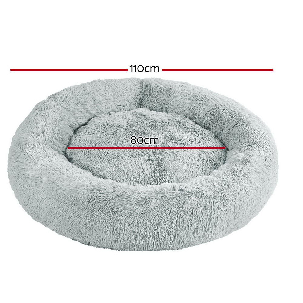 i.Pet Pet Bed Dog Cat 110cm Calming Extra Large Soft Plush Light Grey (FREE AUSHIPPING)