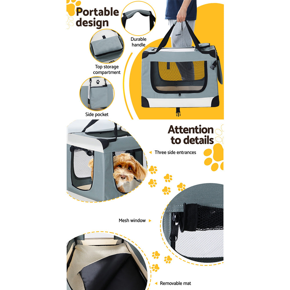 i.Pet Pet Carrier Soft Crate Dog Cat Travel 70x52CM Portable Foldable Car Large (FREE AU SHIPPING)