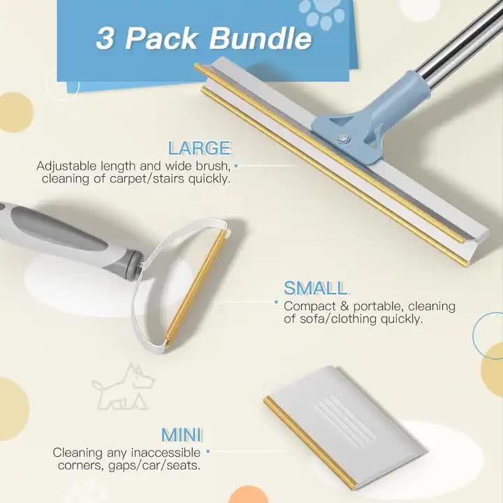 Pet Hair Removal Tool Set - Multi-Purpose Sweeper with Scraper and Handheld Fur Remover  (FREE AU SHIPPING)