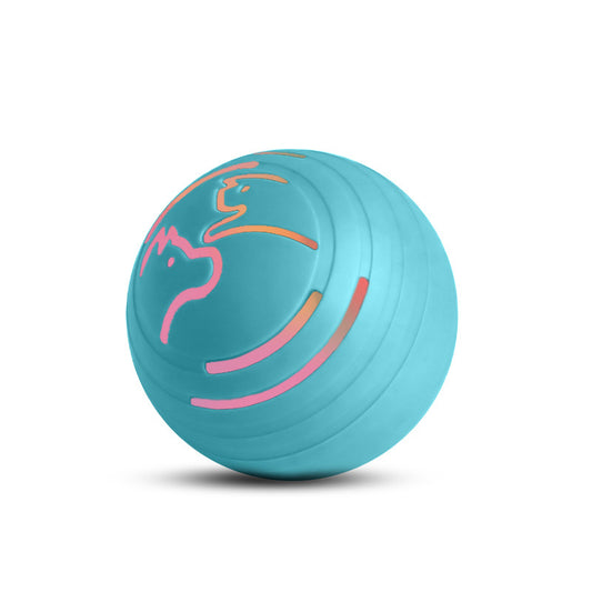 Turquoise ball with pink and orange design on a white background