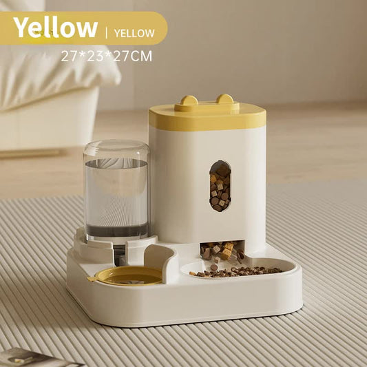 Yellow Automatic Pet Feeder and Water Dispenser (FREE SHIPPING) - Smart Dog Bowl & Cat Feeder, Universal Pet Feeding Station, Electric Pet Water Fountain