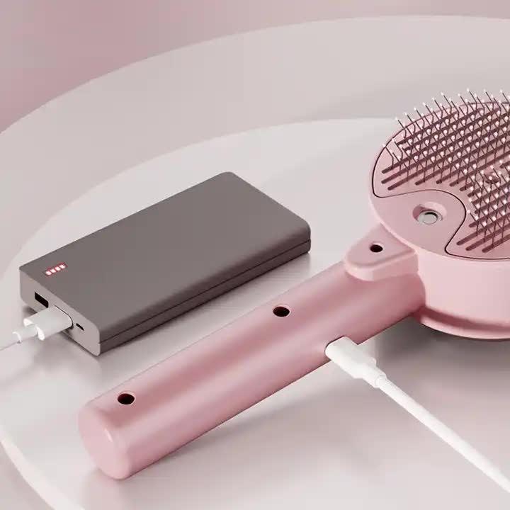 Pet Grooming Spray and Massage Brush Pink | One-Click Hair Removal Comb for Cats & Dogs