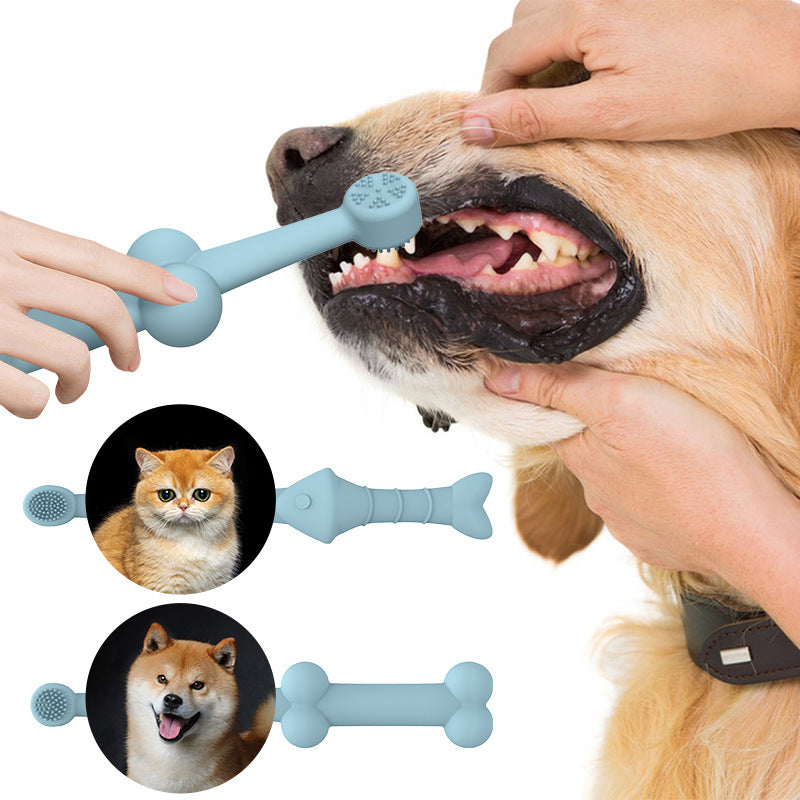 6 x Silicone Pet Toothbrush (3 Fish shape and 3 Bone shape) Healthy Teeth & Gums for Dogs & Cats